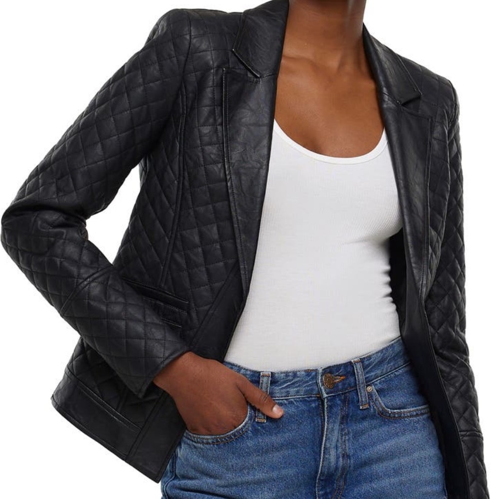 NWT Black Faux Leather Quilted Jacket